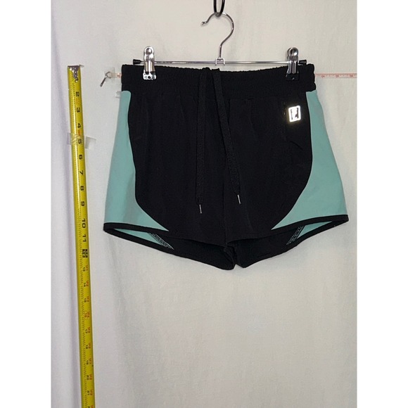 Fila Pants - Fila Athletic Shorts Black Aqua Blue Color Block Drawstring Waist Women's